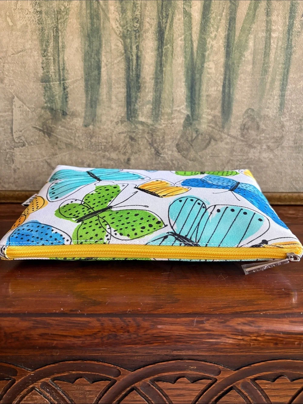 VERA NEUMANN for CLINIQUE Butterfly Print Zip Pouch Cosmetic Travel Bag